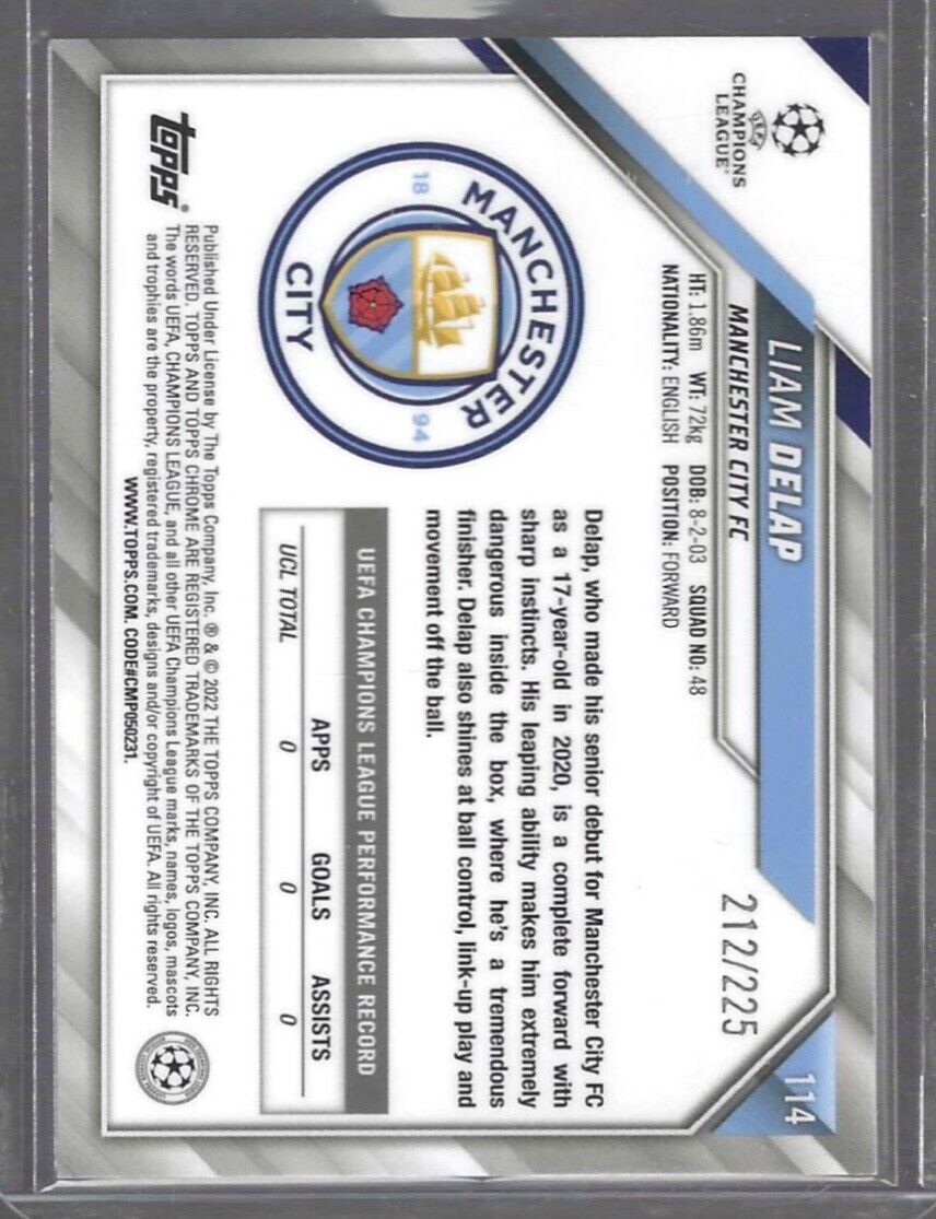 LIAM DELAP 2021-22 TOPPS CHROME UEFA NIGHT VISION REFRACTOR RC #D 212/225