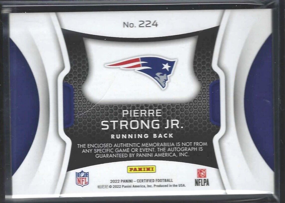 PIERRE STRONG JR 2022 CERTIFIED PINK FRESHMAN FABRIC PATCH AUTO RC #D 188/249