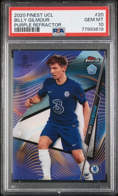 BILLY GILMOUR 2020-21 TOPPS FINEST UCL PURPLE REFRACTOR RC /250 PSA 10 GEM POP 3