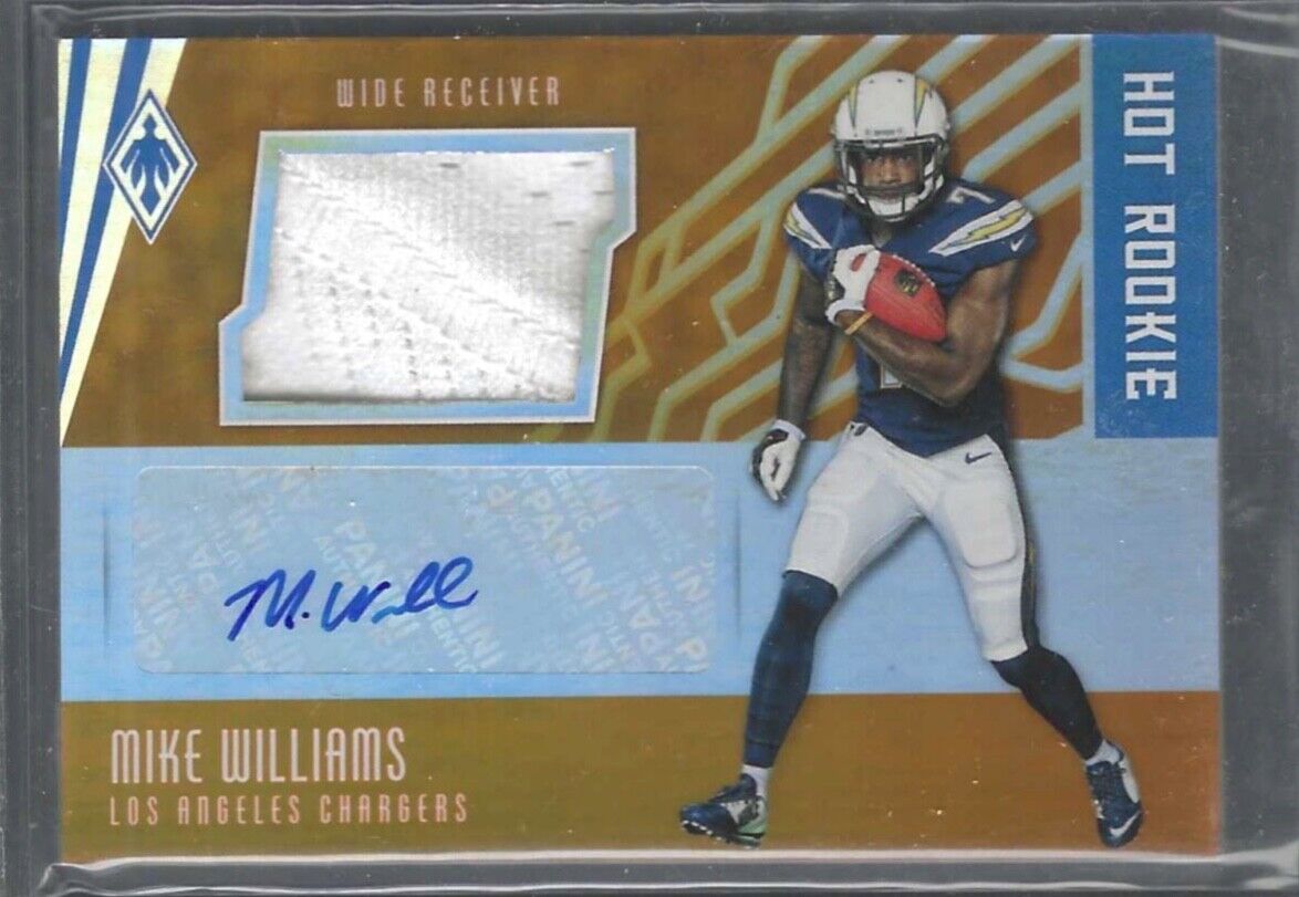 MIKE WILLIAMS 2017 PANINI PHOENIX ORANGE HOT ROOKIE PATCH AUTO RC #D 18/25