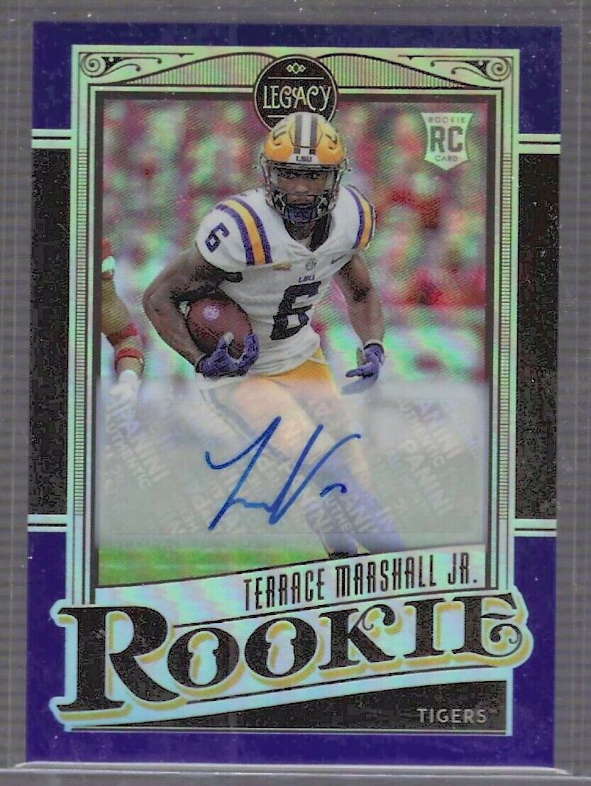 TERRACE MARSHALL JR 2021 PANINI LEGACY BLUE PRIZM ROOKIE AUTO RC #D 06/35