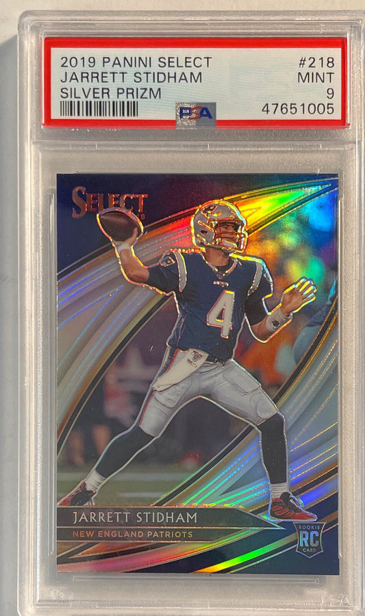 JARRETT STIDHAM 2019 PANINI SELECT FIELD LEVEL SILVER PRIZM ROOKIE RC #218 PSA 9