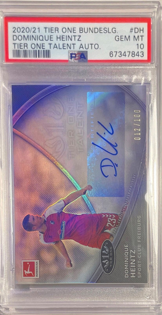 DOMINIQUE HEINTZ 2020-21 TOPPS TIER ONE BUNDESLIGA AUTO #D 12/100 PSA 10 POP 1/1