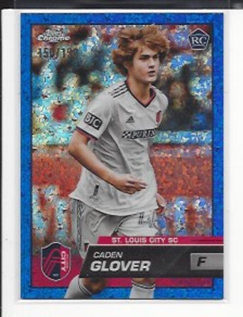 CADEN GLOVER 2023 TOPPS CHROME MLS BLUE MINI DIAMOND REFRACTOR RC #D 150/199