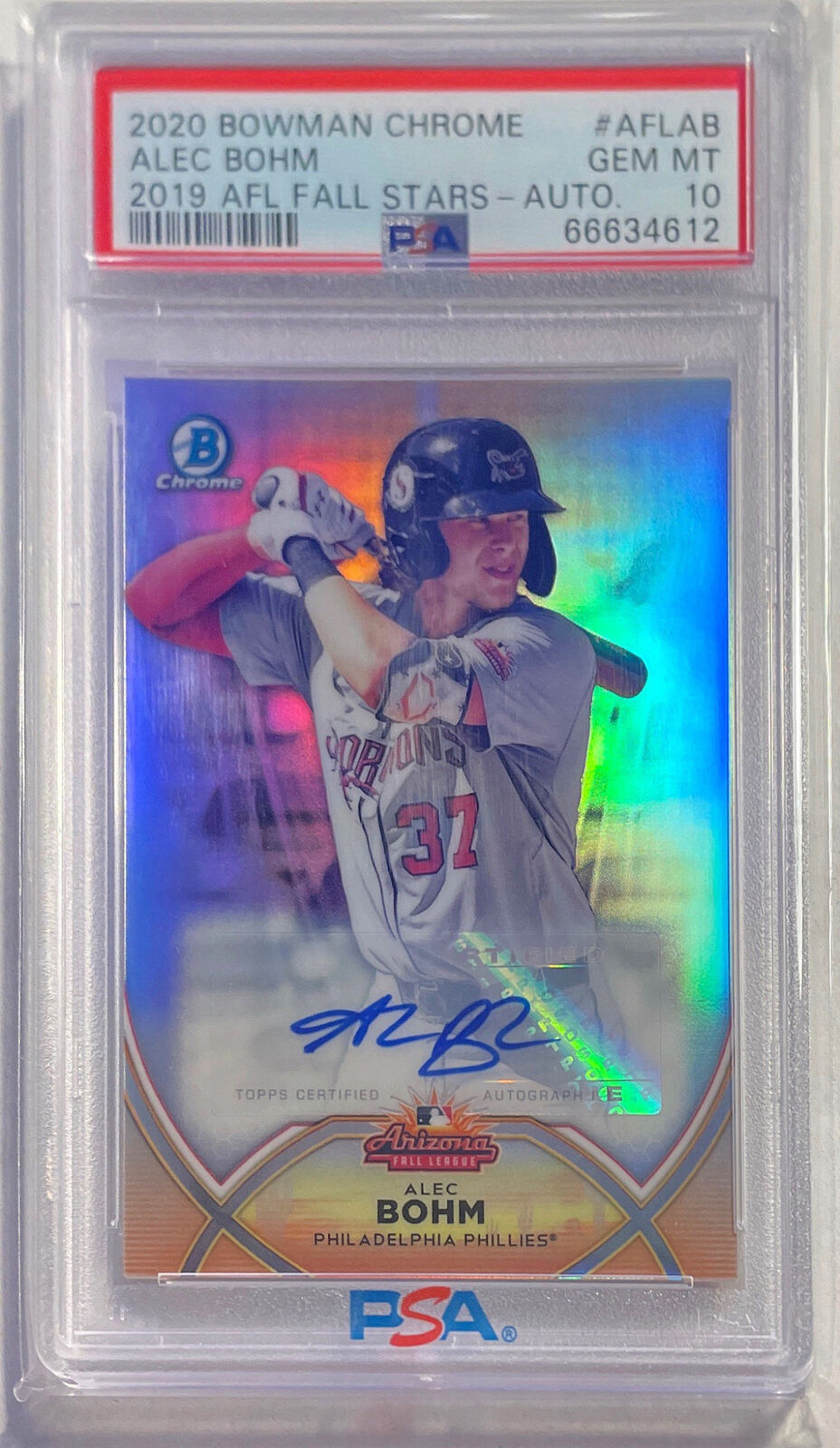 ALEC BOHM 2020 BOWMAN CHROME 2019 AFL FALL STARS AUTO #AFLAB PSA 10 GEM POP 2