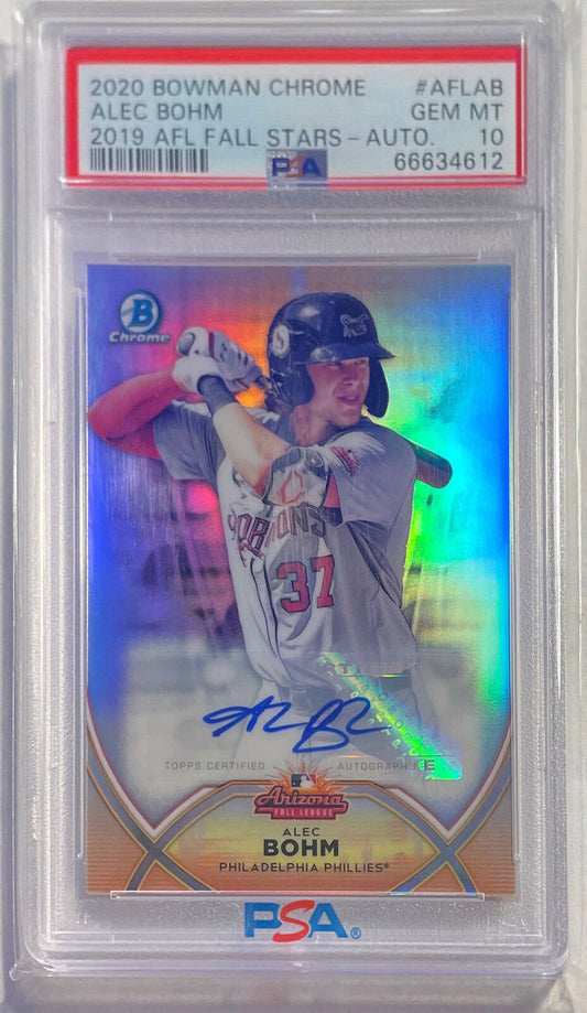 ALEC BOHM 2020 BOWMAN CHROME 2019 AFL FALL STARS AUTO #AFLAB PSA 10 GEM POP 2