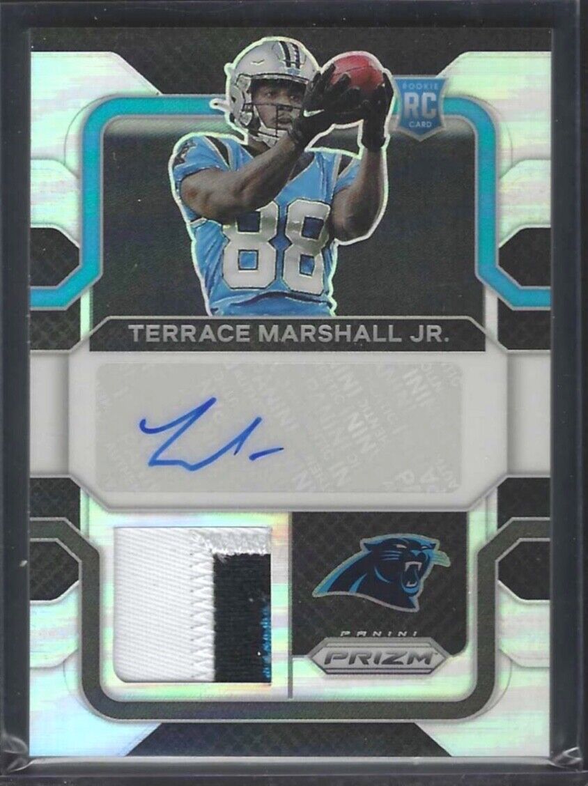 TERRACE MARSHALL JR 2021 PANINI PRIZM SILVER RPA ROOKIE PATCH AUTO RC #D 35/99