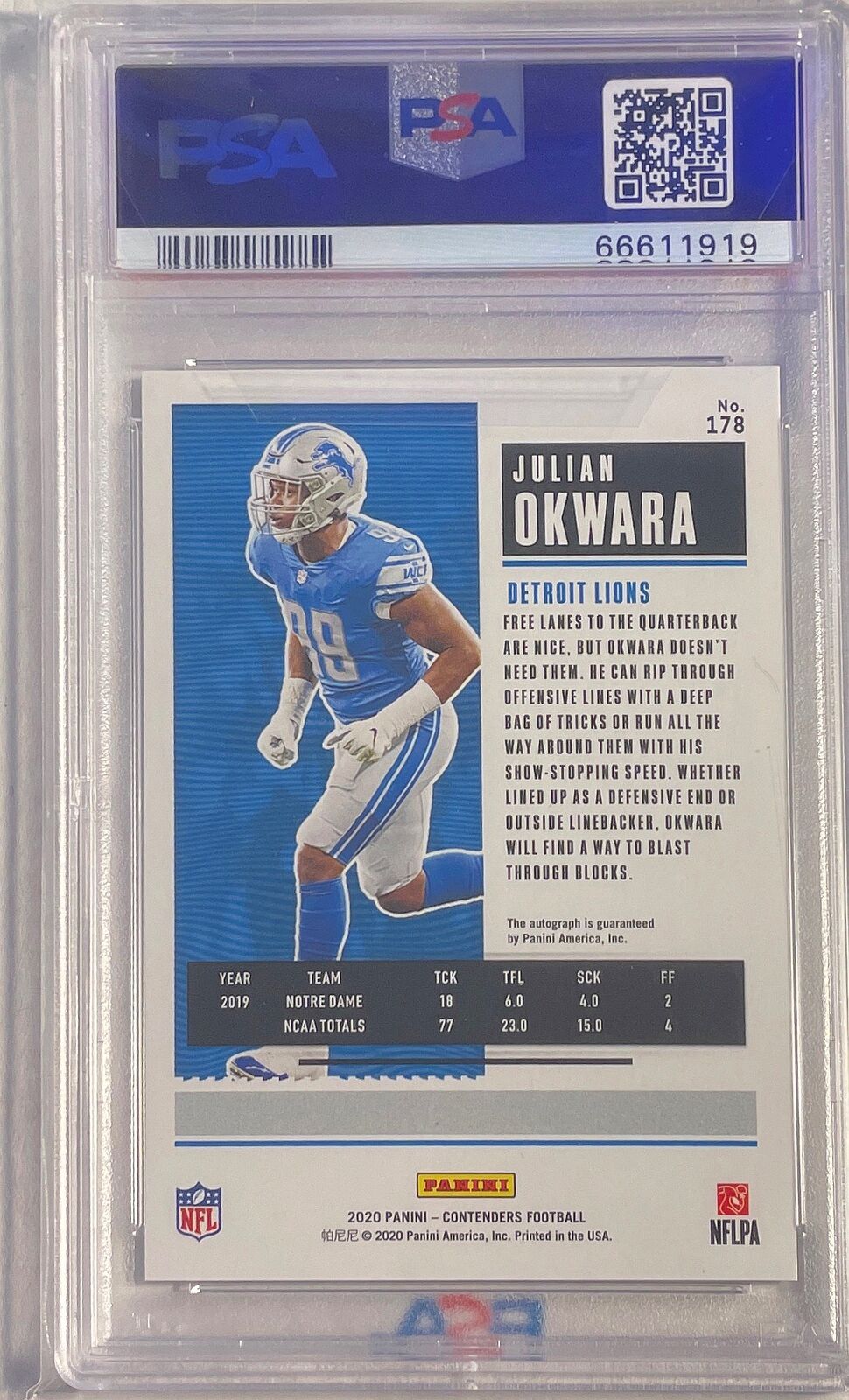 JULIAN OKWARA 2020 CONTENDERS CHAMPIONSHIP TICKET AUTO RC #D /49 PSA 10 POP 1/1