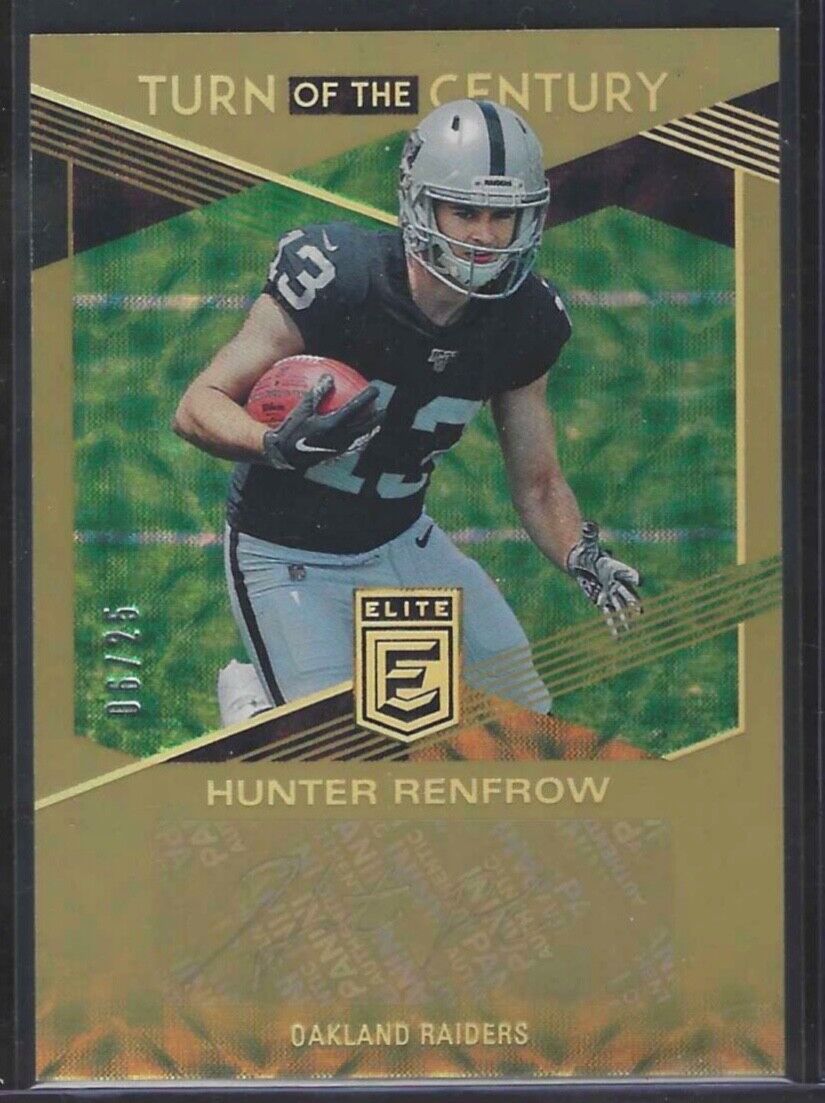 HUNTER RENFROW 2019 PANINI DONRUSS ELITE GOLD INK ROOKIE AUTO RC #D 06/25
