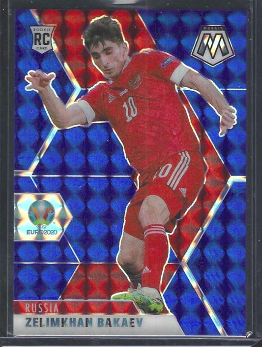 ZELIMKHAN BAKAEV 2020-21 PANINI MOSAIC EURO BLUE MOSAIC PRIZM ROOKIE RC #D /99