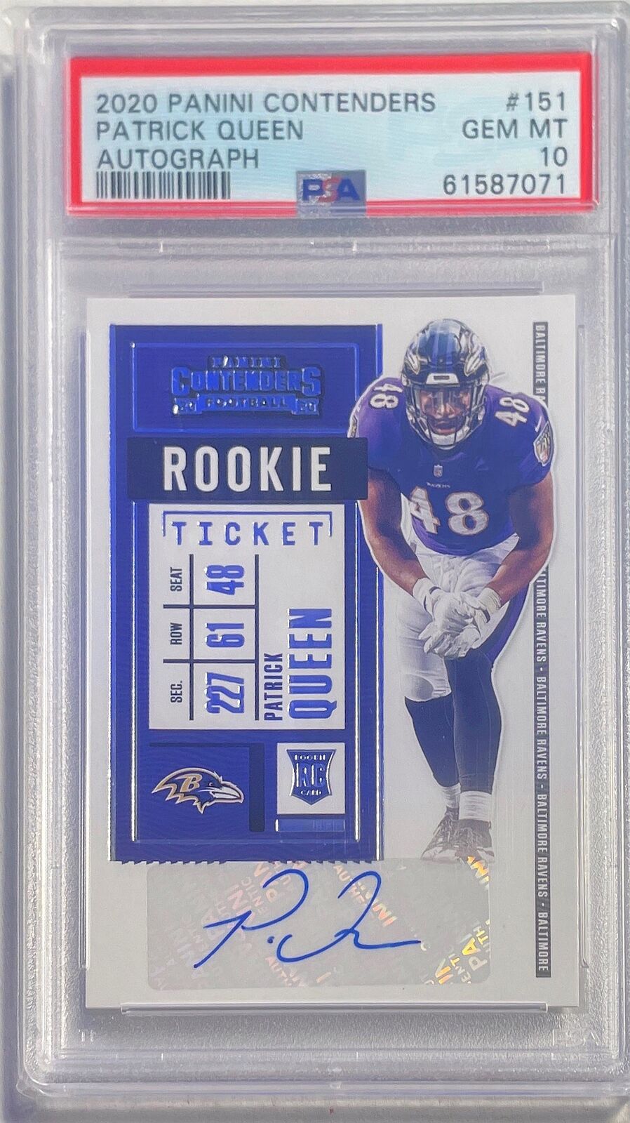 PATRICK QUEEN 2020 CONTENDERS ROOKIE TICKET AUTO RC #151 PSA 10 GEM MINT POP 12