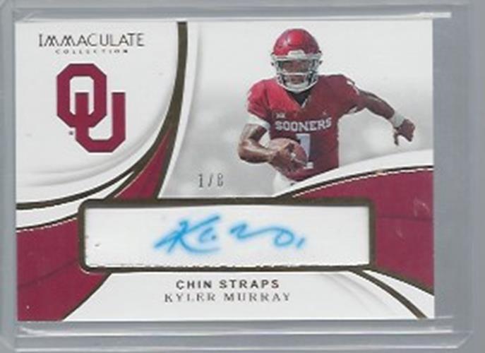 1/1 KYLER MURRAY 2019 IMMACULATE CHINSTRAP ON CARD PATCH AUTO RC #D 1/8 JSY #1 !