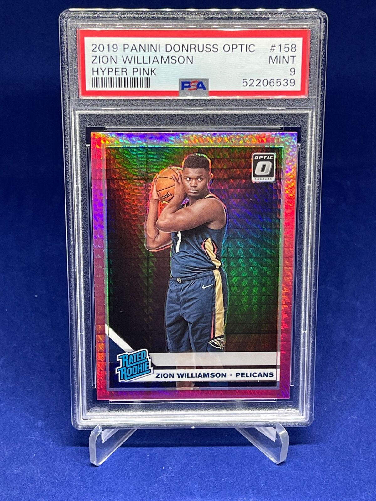 ZION WILLIAMSON 2019-20 PANINI DONRUSS OPTIC RATED ROOKIE PINK HYPER RC PSA 9