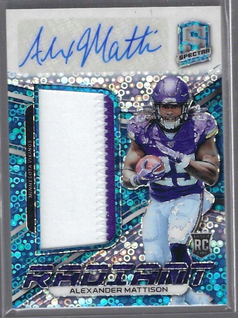 ALEXANDER MATTISON 2019 PANINI SPECTRA BLUE DISCO PRIZM PATCH AUTO RC #D 44/99