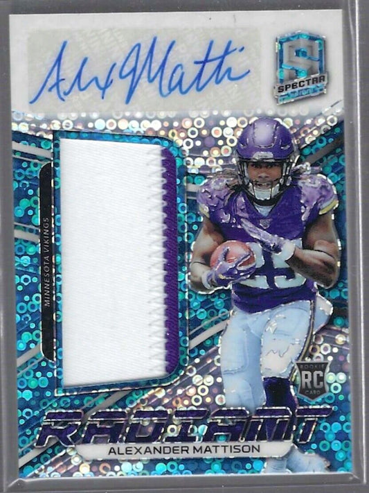 ALEXANDER MATTISON 2019 PANINI SPECTRA BLUE DISCO PRIZM PATCH AUTO RC #D 44/99