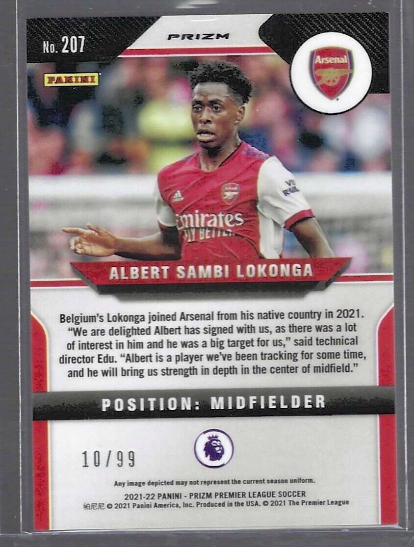 ALBERT SAMBI LOKONGA 2021-22 PANINI PRIZM EPL PURPLE PULSAR BREAKAWAY RC #D /99