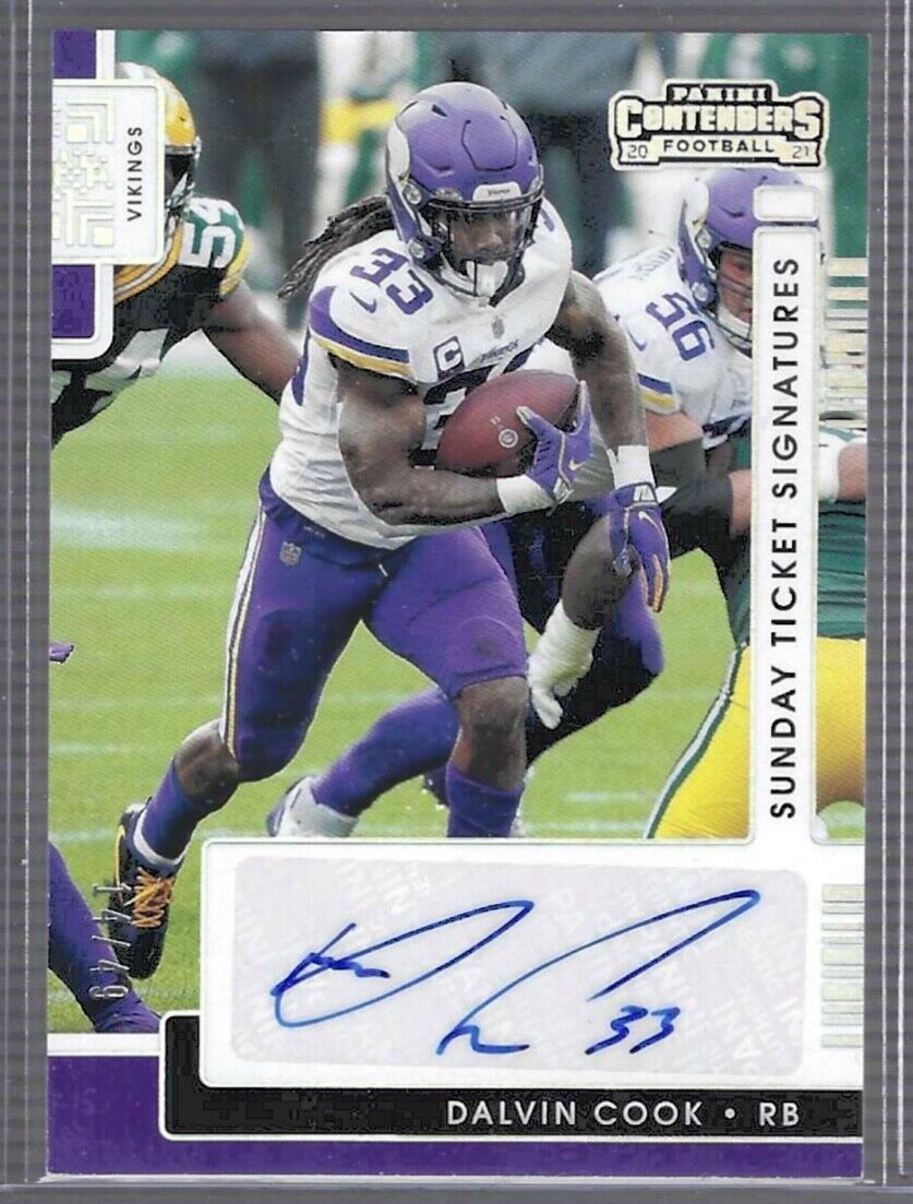 DALVIN COOK 2021 PANINI CONTENDERS SILVER FOIL SUNDAY TICKET AUTO #D 14/49
