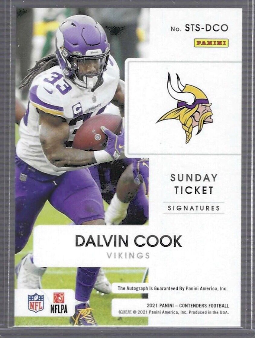 DALVIN COOK 2021 PANINI CONTENDERS SILVER FOIL SUNDAY TICKET AUTO #D 14/49
