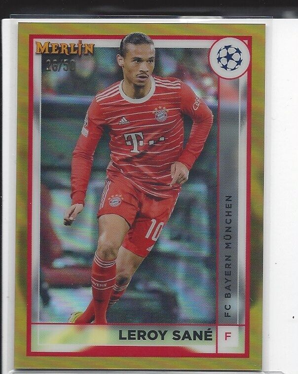 LEROY SANE 2022-23 TOPPS MERLIN CHROME GOLD REFRACTOR #D 26/50