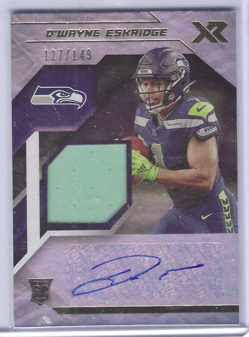 D'WAYNE ESKRIDGE 2021 PANINI XR SILVER FOIL ROOKIE JERSEY AUTO RC #D 127/149