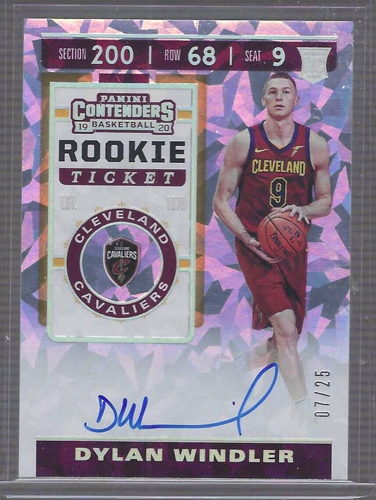 DYLAN WINDLER 2019-20 CONTENDERS CRACKED ICE ROOKIE TICKET AUTO RC #D 07/25