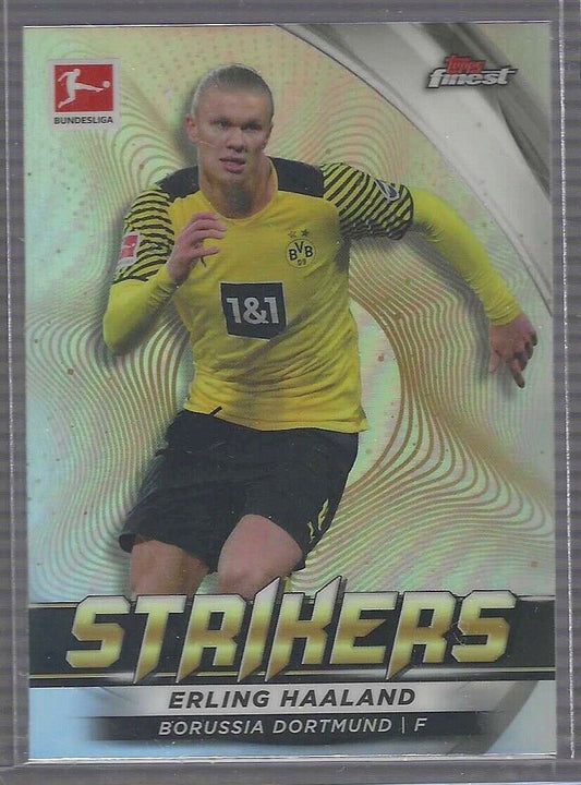 ERLING HAALAND 2021-22 TOPPS FINEST BUNDESLIGA SILVER REFRACTOR STRIKERS #FS-EH