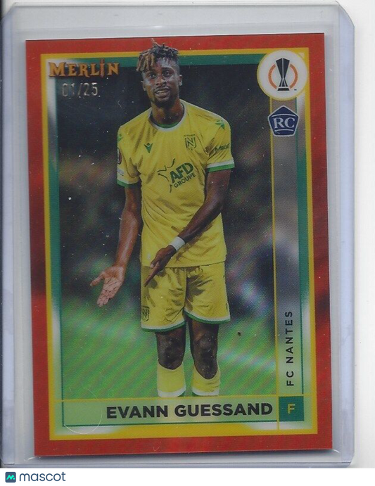 EVANN GUESSAND 2022-23 TOPPS MERLIN CHROME NANTES ORANGE REFRACTOR RC #D 1/25