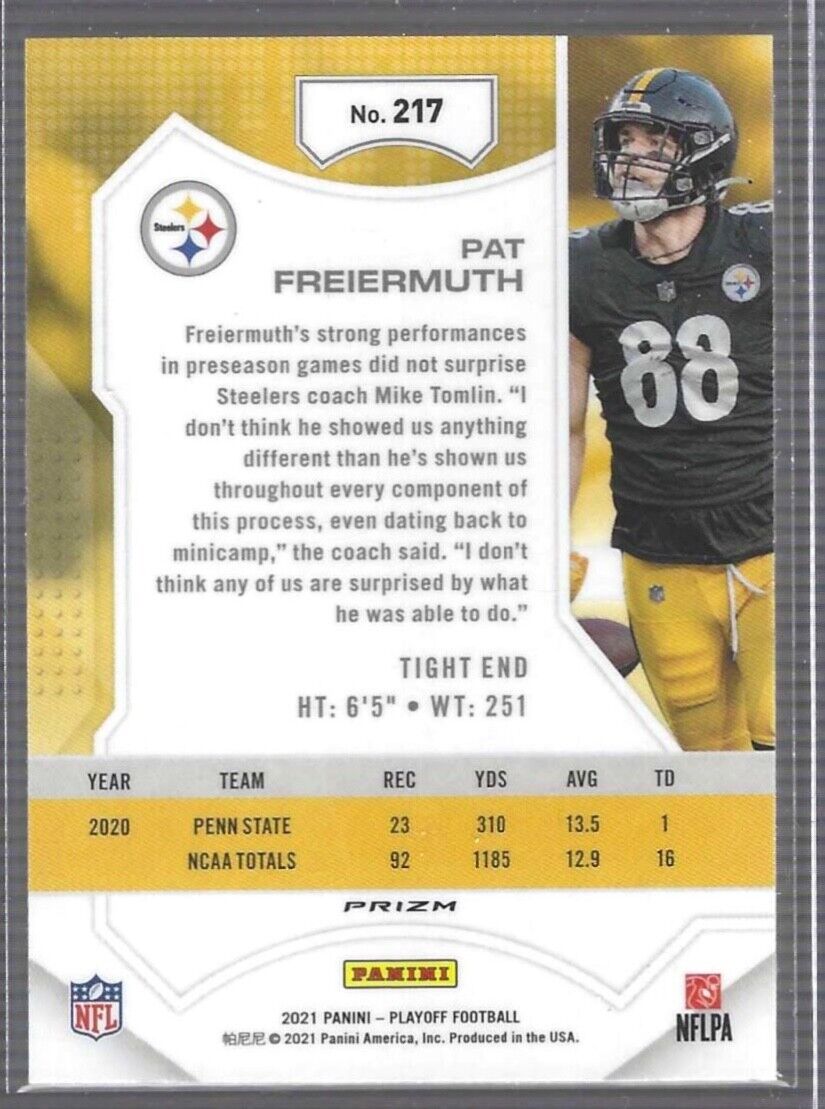 PAT FREIERMUTH 2021 PANINI PLAYOFF PLAYOFF+ PLUS SILVER PRIZM ROOKIE RC #217