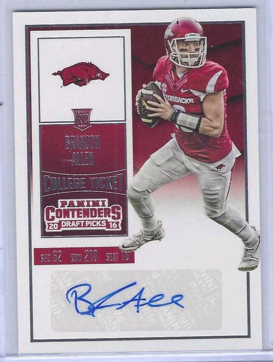 BRANDON ALLEN 2016 PANINI CONTENDERS DP COLLEGE TICKET AUTO RC #191