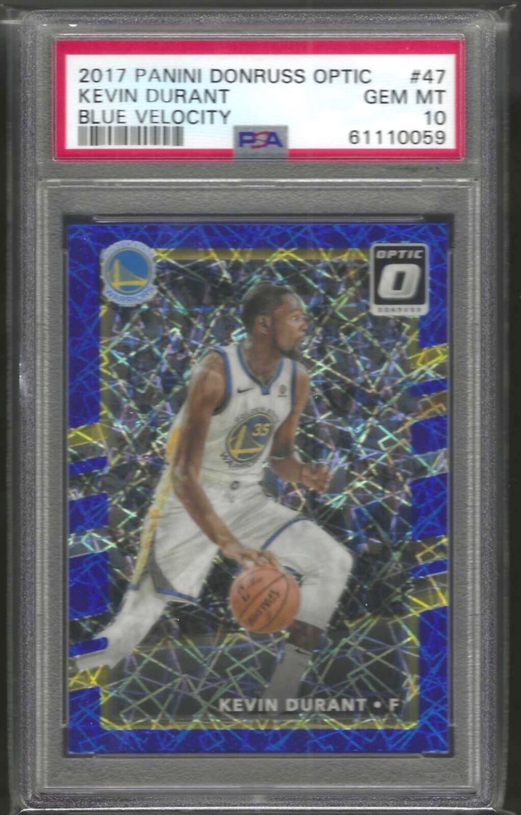 KEVIN DURANT 2017-18 PANINI DONRUSS OPTIC BLUE VELOCITY HOLO #47 PSA 10 GEM MINT