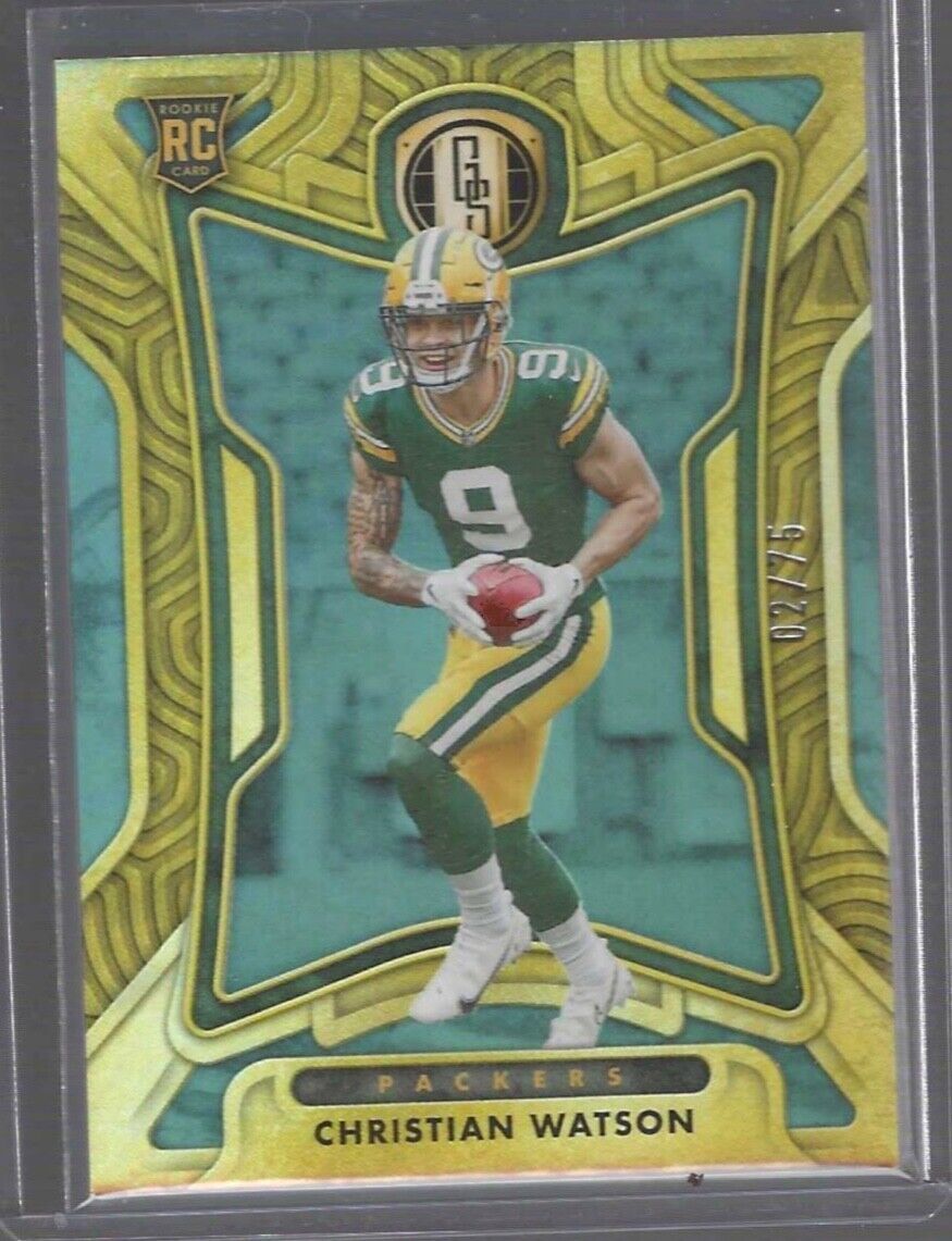 CHRISTIAN WATSON 2022 PANINI GOLD STANDARD BLUE ROOKIE RC #D 02/75