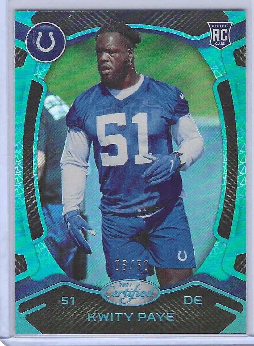 KWITY PAYE 2021 PANINI CERTIFIED BLUE AQUA MIRROR ROOKIE RC #D 03/50