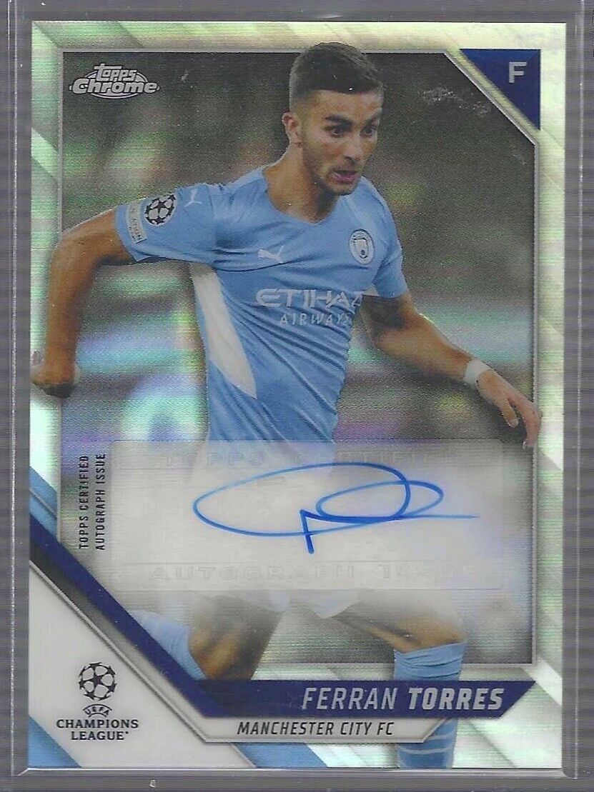 FERRAN TORRES 2021-22 TOPPS CHROME UEFA SILVER REFRACTOR AUTO #CA-FT