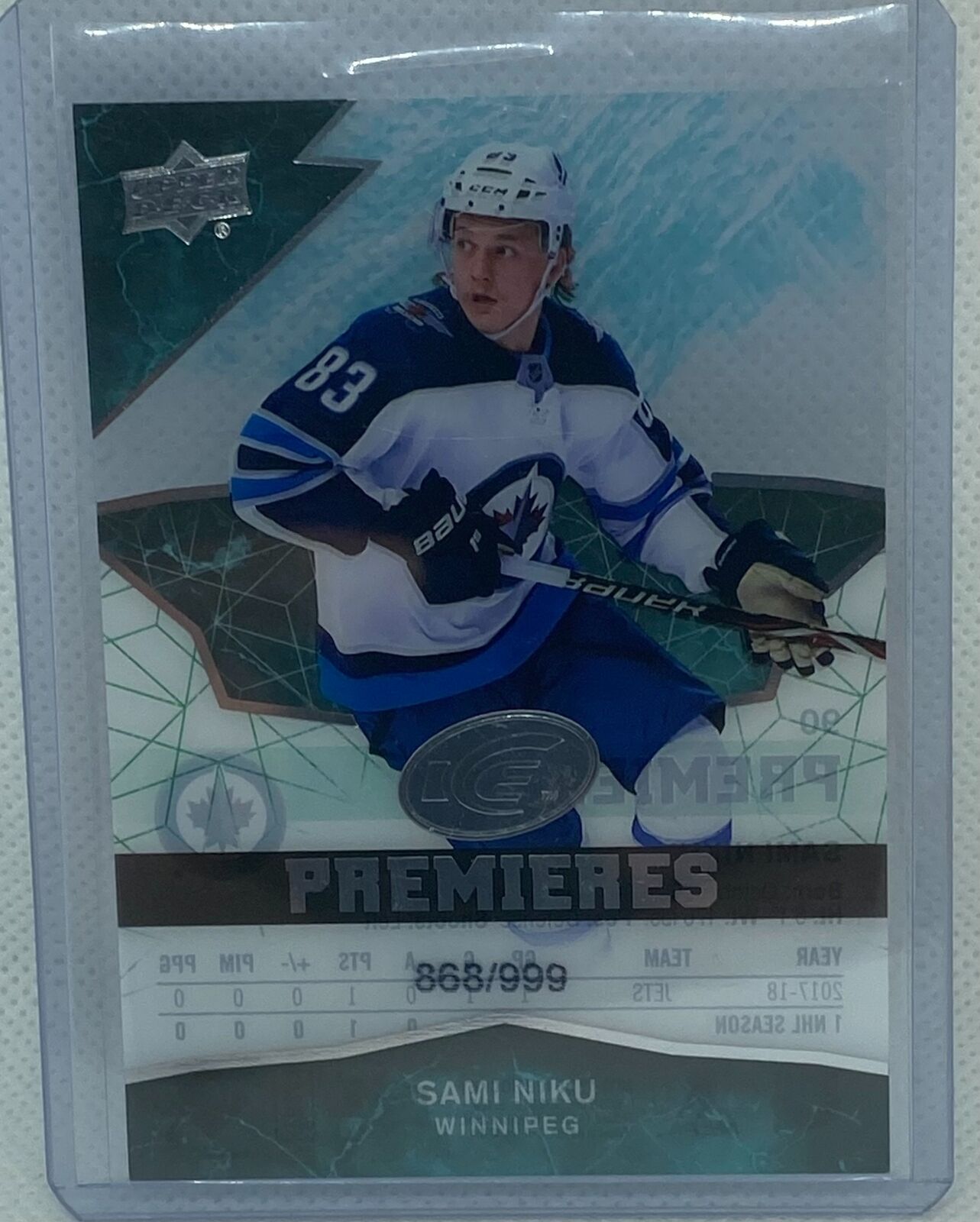 SAMI NIKU 2018-19 UPPER DECK ICE PREMIERES LEVEL 4 RC #D 868/999