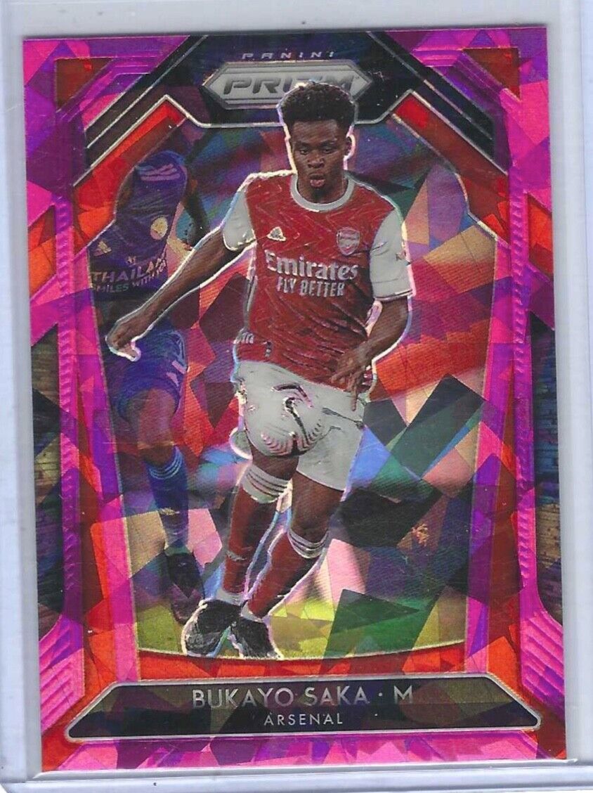BUKAYO SAKA 2020-21 PANINI PRIZM EPL PINK CRACKED ICE PRIZM ROOKIE RC #40