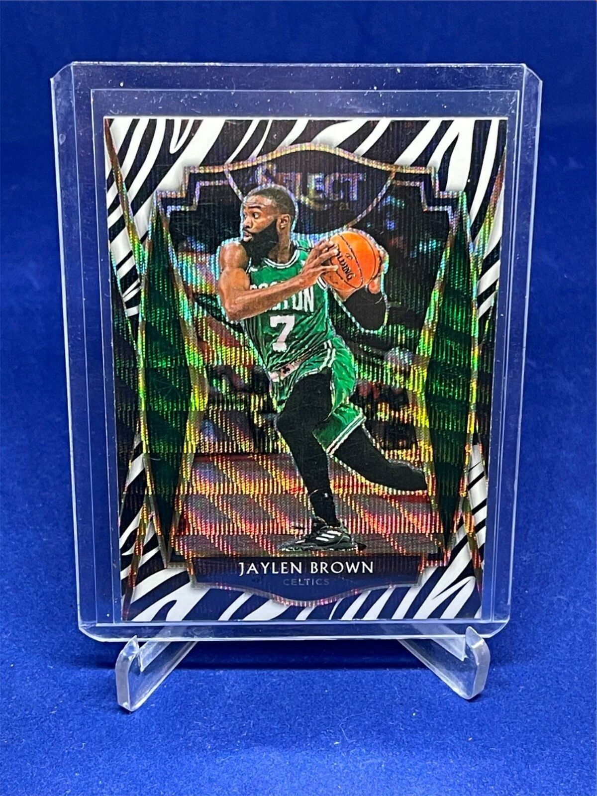 JAYLEN BROWN 2020-21 PANINI SELECT PREMIER LEVEL ZEBRA PRIZM SSP #164
