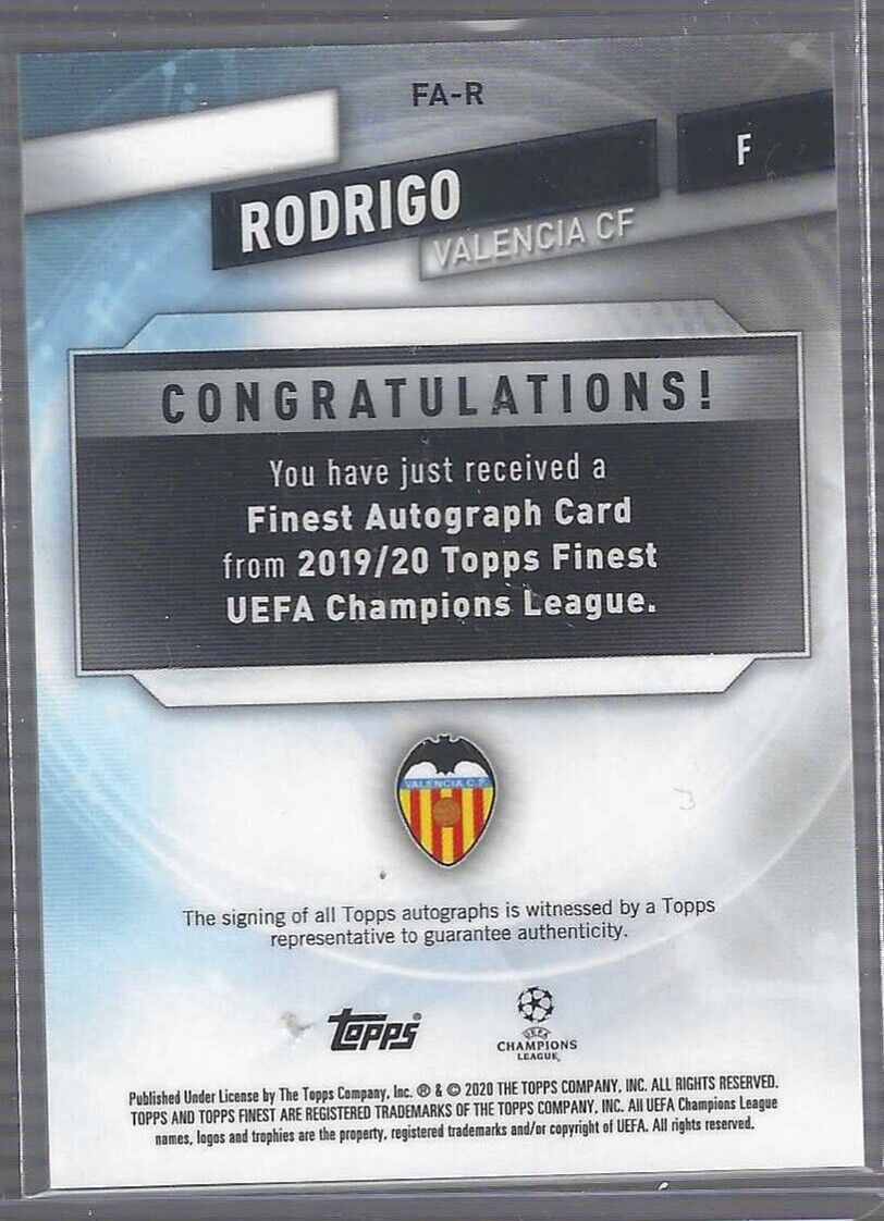 RODRIGO 2019-20 TOPPS FINEST SILVER REFRACTOR AUTO #FA-R