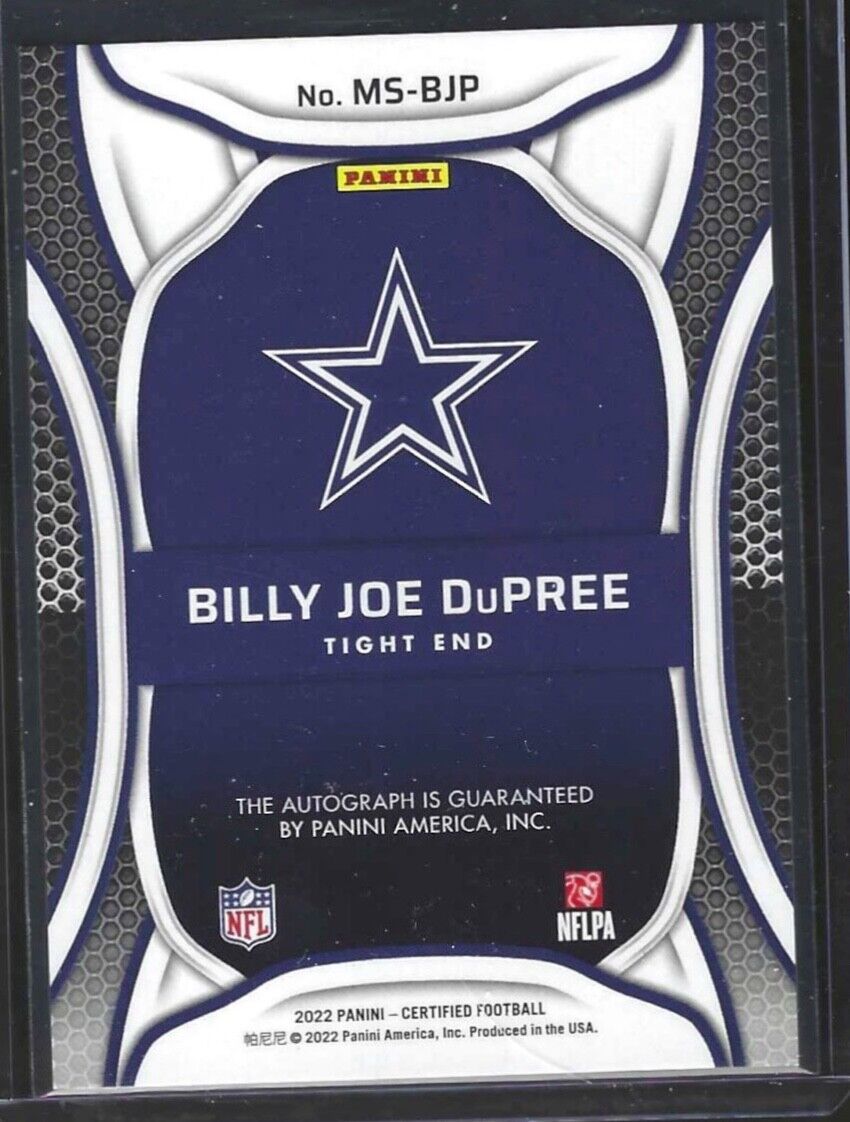 BILLY JOE DUPREE 2022 PANINI CERTIFIED MIRROR PINK SIGNATURES AUTO #D 18/50
