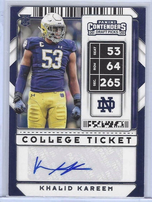 KHALID KAREEM 2020 PANINI CONTENDERS DRAFT PICKS COLLEGE TICKET AUTO RC #186
