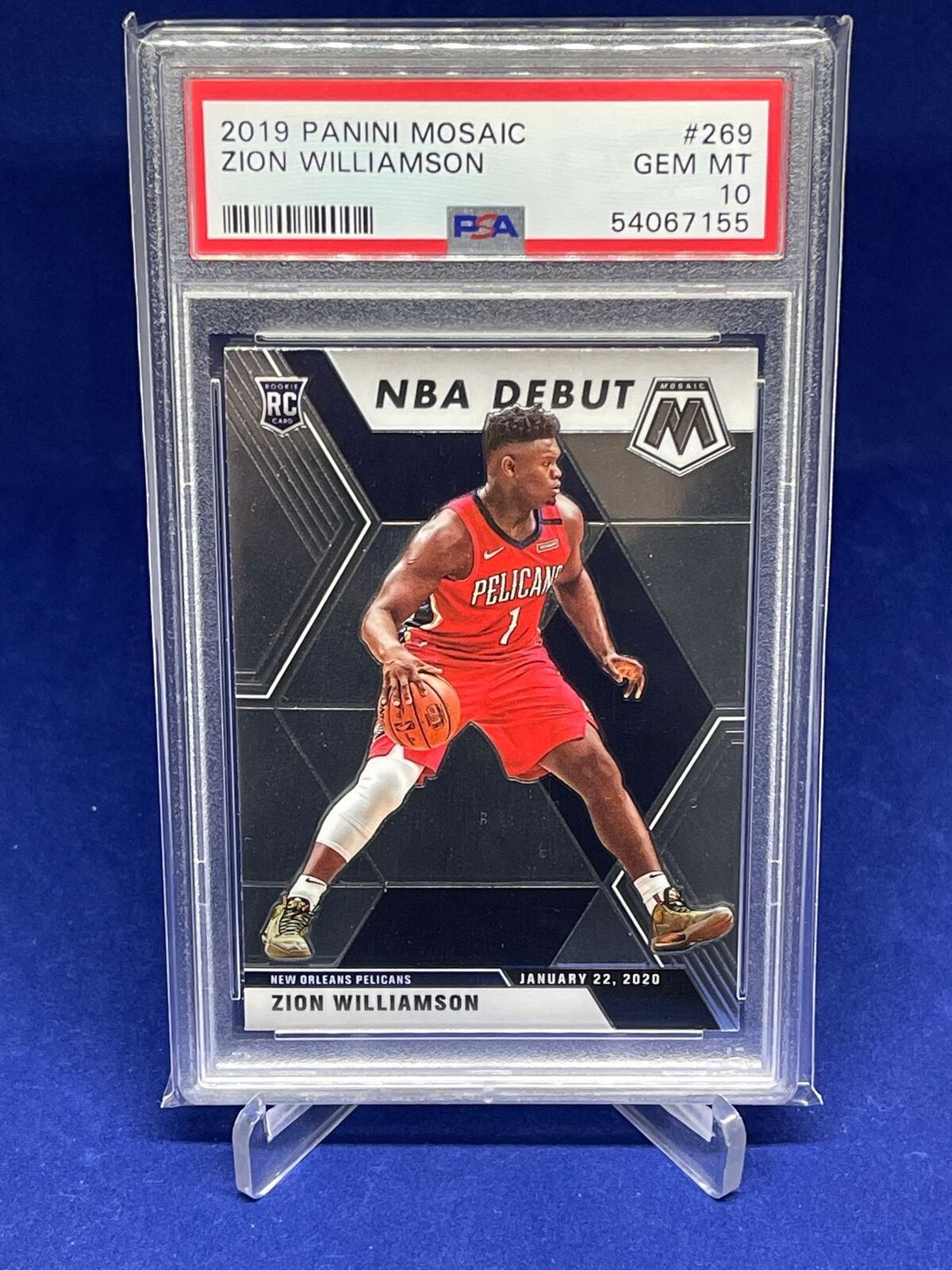 ZION WILLIAMSON 2019-20 PANINI MOSAIC NBA DEBUT ROOKIE RC #269 PSA 9 MINT