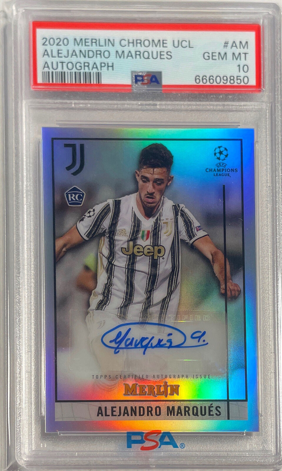 ALEJANDRO MARQUES 2020-21 TOPPS MERLIN CHROME UCL AUTO RC PSA 10 GEM POP 1/1