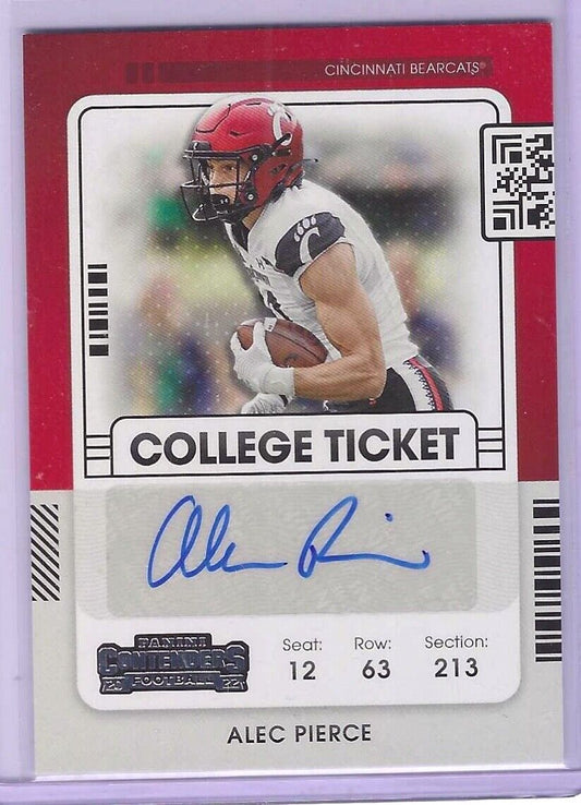 ALEC PIERCE 2022 PANINI CHRONICLES DP CONTENDERS COLLEGE TICKET AUTO RC #CCT-API
