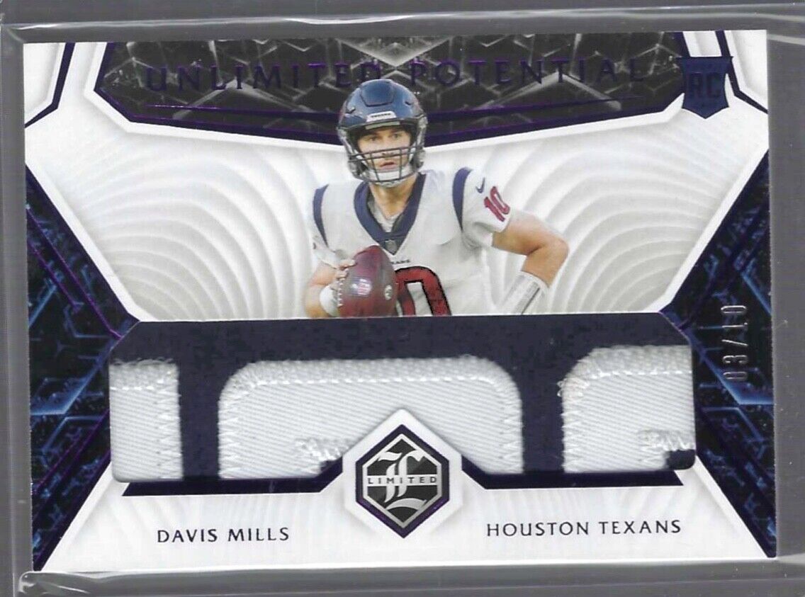 DAVIS MILLS 2021 PANINI LIMITED PURPLE NAMEPLATE ROOKIE JUMBO PATCH RC #D 03/10