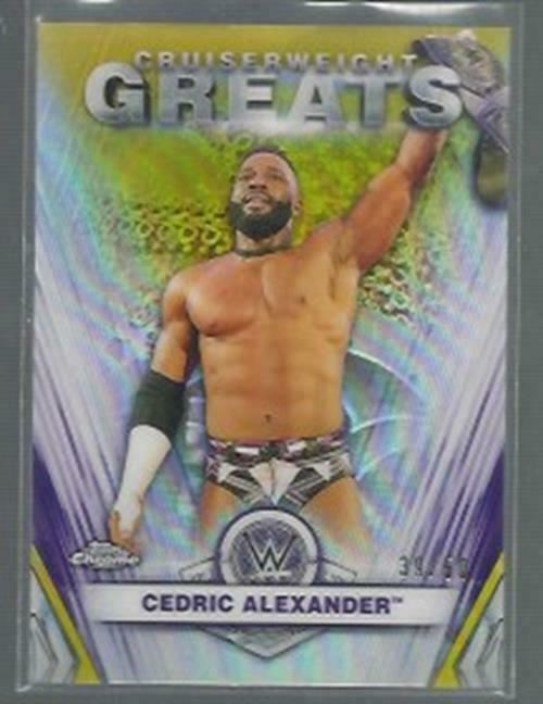 CEDRIC ALEXANDER 2021 TOPPS CHROME WWE CRUISERWEIGHT GREATS GOLD REFRACTOR /50