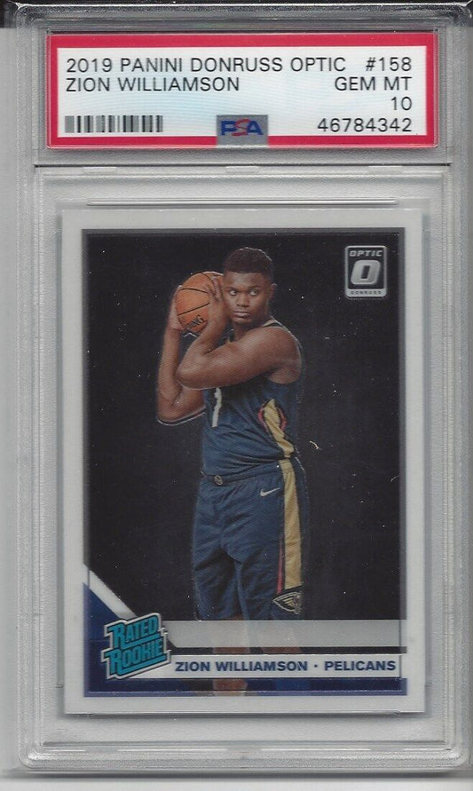 ZION WILLIAMSON 2019-20 PANINI DONRUSS OPTIC RATED ROOKIE RC #158 PSA 10 GEM