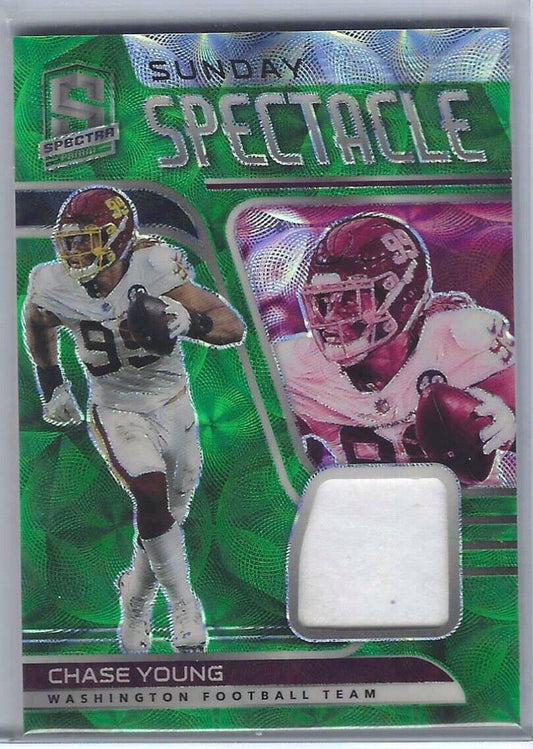CHASE YOUNG 2021 SPECTRA GREEN SCOPE PRIZM SUNDAY SPECTACLE JERSEY #D 10/35