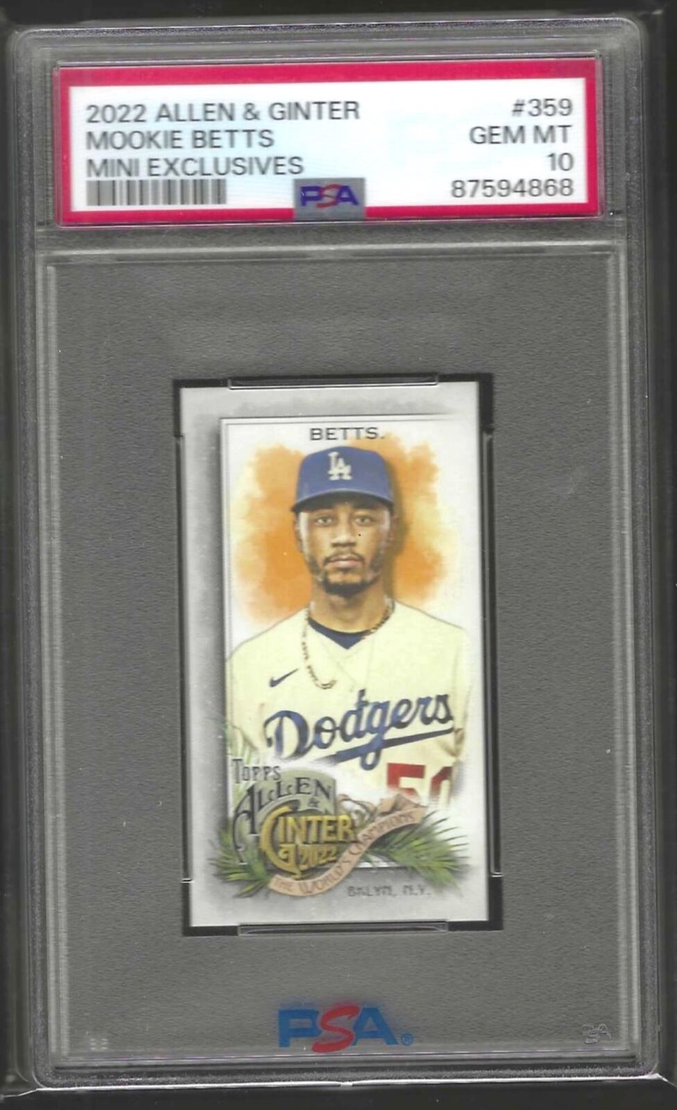 MOOKIE BETTS 2022 ALLEN & GINTER MINI EXCLUSIVES RIP #359 PSA 10 GEM MINT POP 3