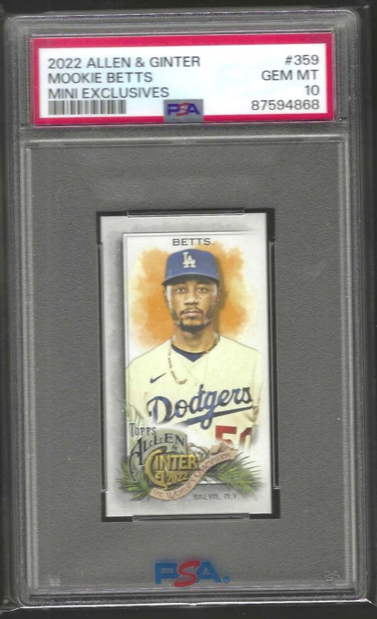 MOOKIE BETTS 2022 ALLEN & GINTER MINI EXCLUSIVES RIP #359 PSA 10 GEM MINT POP 3