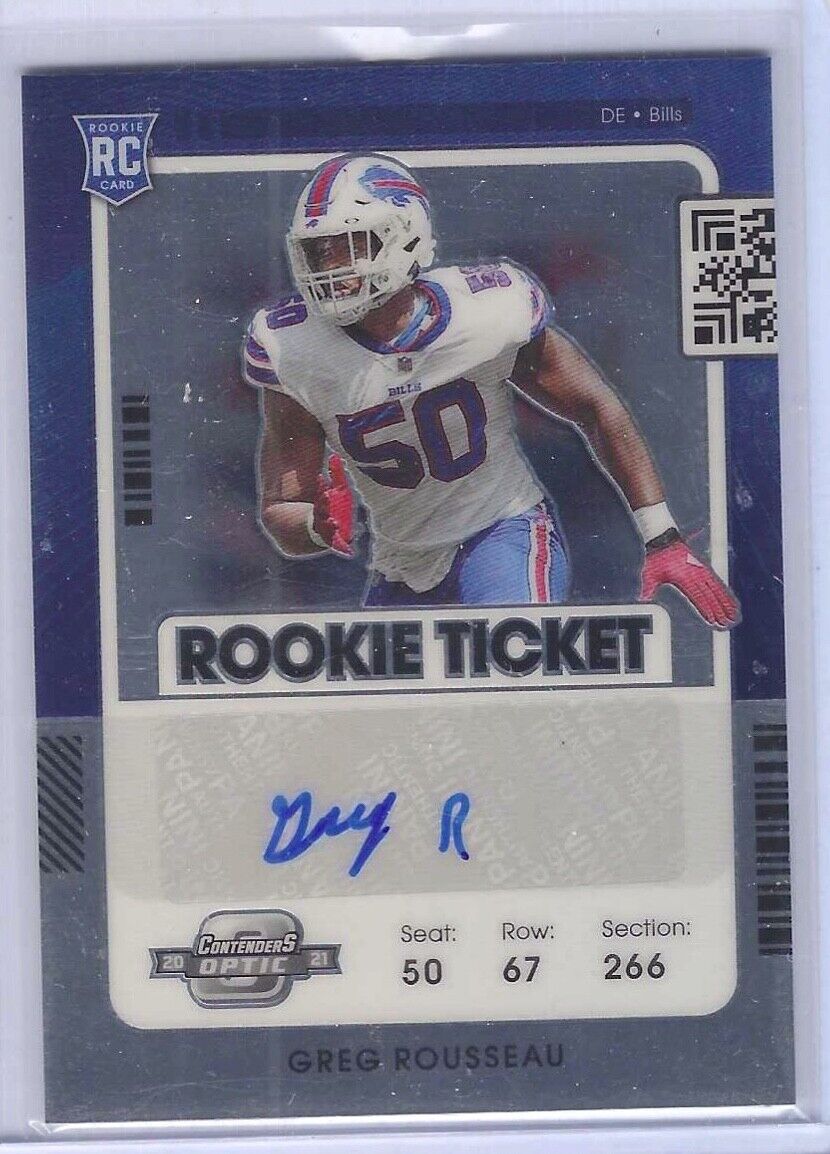 GREG ROUSSEAU 2021 PANINI OPTIC CONTENDERS ROOKIE TICKET AUTO RC #157