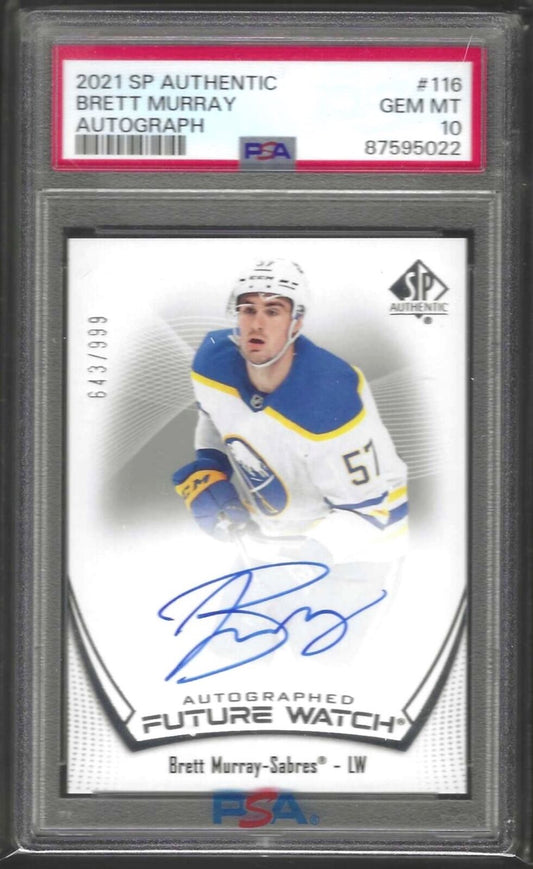 BRETT MURRAY 2021 SP AUTHENTIC FUTURE WATCH AUTO RC /999 PSA 10 GEM MINT POP 2